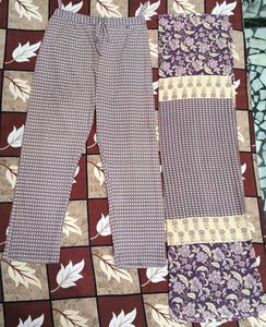 Purple Floral Print Cotton Suit Set