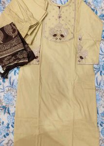 Yellow Kurta Set with Printed Dupatta