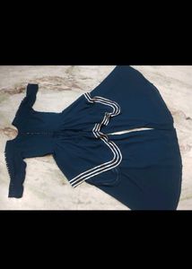 Elegant Teal Kurta Set with Decorative Trim