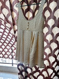 Cream Textured Mini Dress