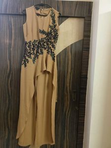 Elegant Beige Jumpsuit with Embellishments