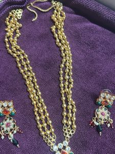 pachi , polki,pearl Necklace &amp; Earring Set