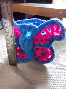 Handmade Crochet Butterfly Basket.