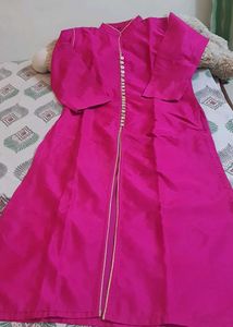 Vibrant Pink Kurta with Gold Trim