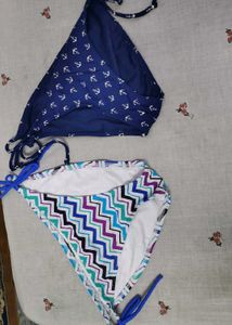 Anchor &amp; Zigzag Print Bikini Set