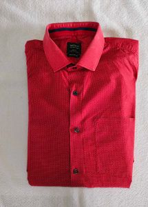 Men's Red Printed Full Sleeve Shirt