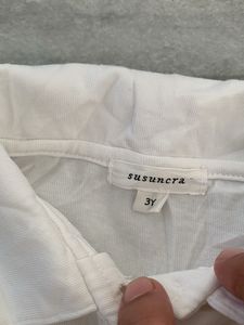 White Long Sleeve Polo Top