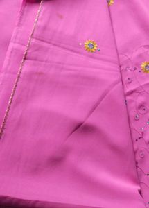 Beautiful Pink Embroidered Silk Saree