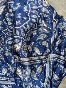 Navy Blue Paisley Print Halter Top with Tie Back