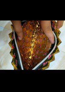 Sparkling Gold Woven Clutch Bag