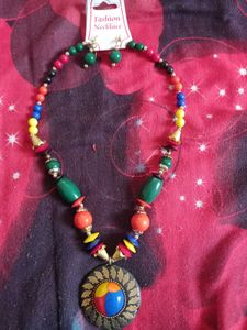 Colorful Beaded Necklace & Earring Set