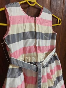 Striped Party Dress with Flower Detail