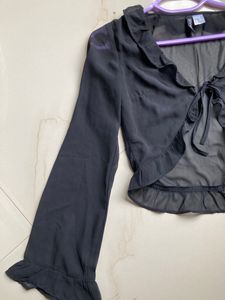 H&amp;M Ruffle Mesh Top