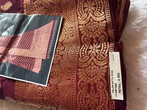Elegant Maroon &amp; Gold Saree♥️
