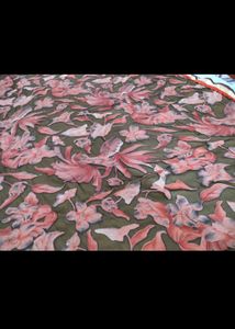 Designer Beige Blouse with Floral Saree