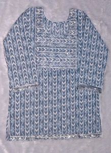 Stylish Blue Printed Kurta with Sequins