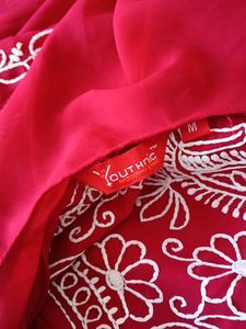 Beautiful Red Kurta with White Embroidery