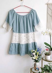 Off-Shoulder Denim Lace top