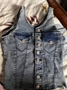 Distressed Denim Vest Top