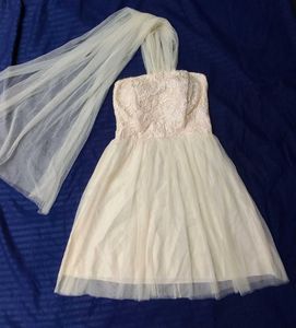 Chic Lace &amp; Tulle Strapless Dress