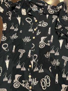 Black Printed Kurta can also be used as dress