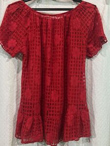 Chic Red Lace Off-Shoulder Top