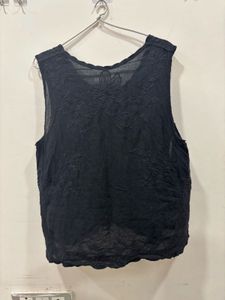 Black Embroidered Sleeveless Top