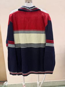 Men's Striped Quarter Zip Sweater