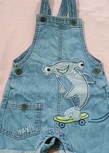 Cute Denim Overalls with Hammerhead Shark