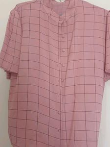 Pink Checkered Puff Sleeve Top