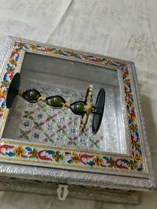 Wooden Meenakari Box &amp; Set Of 3 Candle Stand