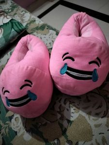 Pink Crying Emoji Slippers