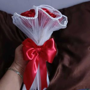 Handmade Satin Rose Bouquet (5 Roses)