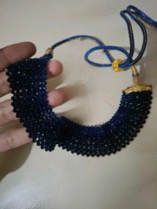 Sparkling Dark Blue Beaded Necklace