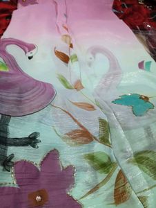 Pure Crush Georgette Hand Brush Paint Sarees