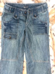 it girl low waist y2k Striped Flare Leg Jeans