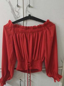 Red Off-Shoulder Top