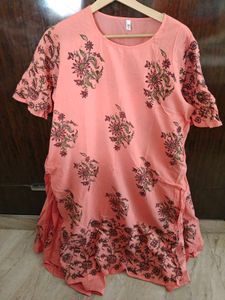 Peach Floral Kurta Set with dupatta