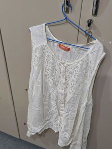 White Lace Detail Sleeveless Top