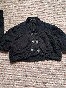 Black Embroidered Cropped Jacket