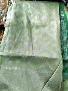 Elegant Mint Green Banarasi Silk Saree