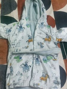 Cute Baby Robe with Knight and Dragon Print