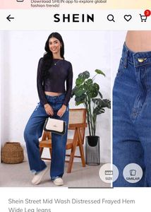 Shein Wide Leg Distressed Jeans