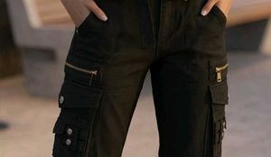 Black Cargo Pants with Straps