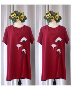 Red Embroidered Short Sleeve Dress