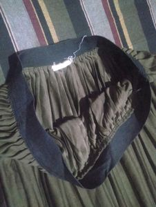 Olive Green Pleated Ethnic Skirt