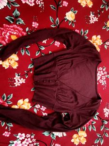 Maroon  Button Top