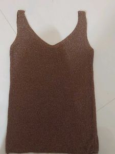 Sparkly Brown V-Neck Tank Top