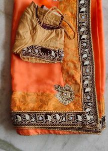 Elegant Orange Saree with Blouse