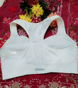 White Front Zip Jokey  Sports Bra